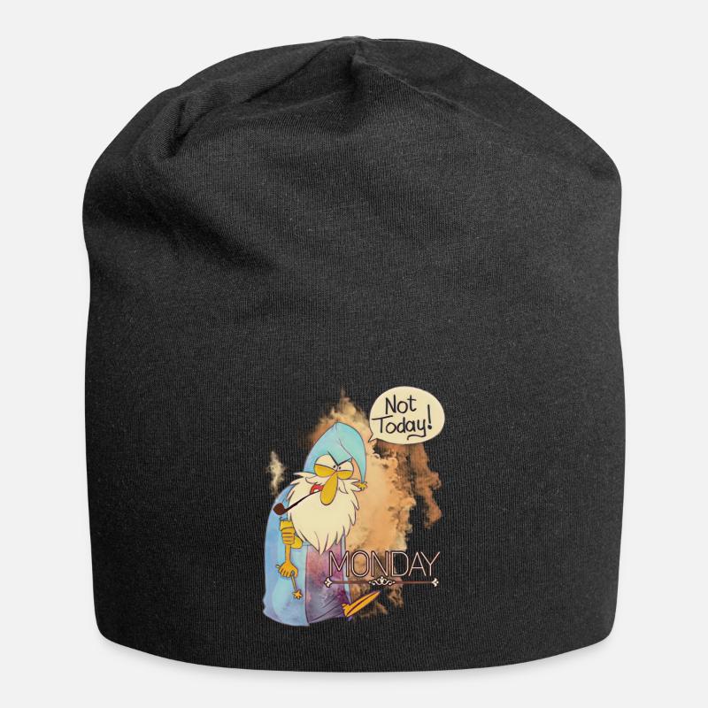 I hate monday not today! Wizard design - Jersey Beanie - black