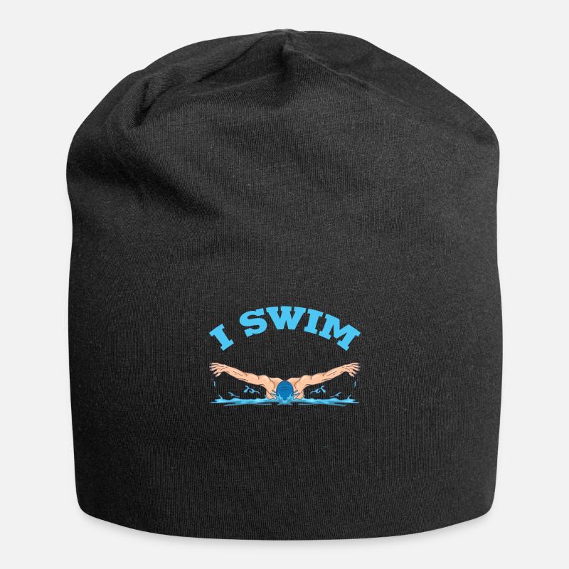 I swim - Jersey Beanie - black