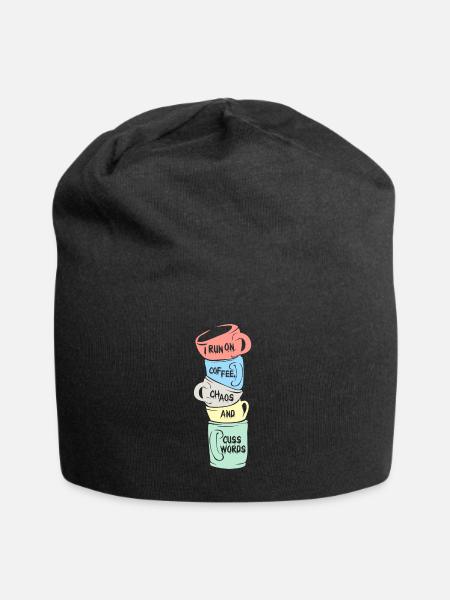 Kaffee - Jersey-Beanie - Schwarz