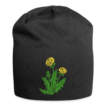 löwenzahn löwe pusteblume butterblume dandy lion - Jersey-Beanie - Schwarz - Vorne