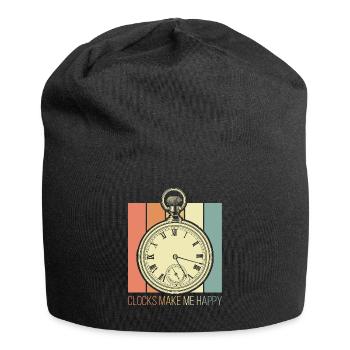 Uhren machen mich glücklich - Jersey-Beanie - Schwarz - Vorne