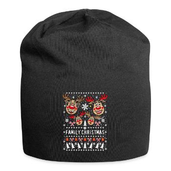 211 Hirsch Rudolph Rudi FAMILY Christmas 2 Kinder - Jersey-Beanie - Schwarz - Vorne