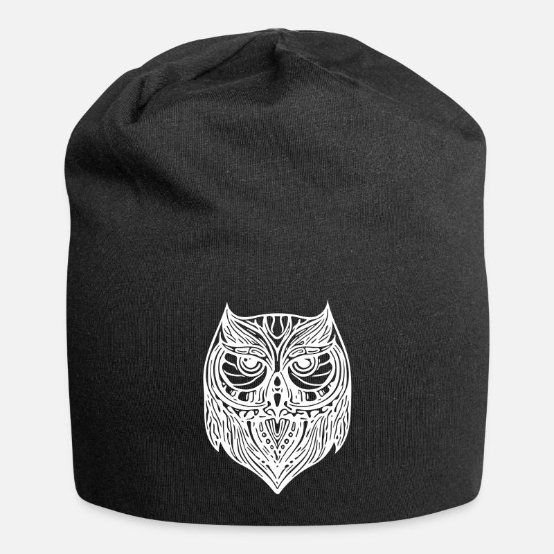 Eule - Jersey-Beanie - Schwarz