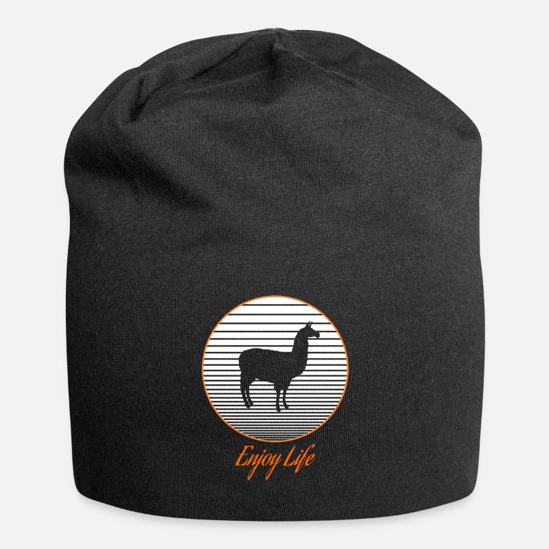 Alpaka Lama - Jersey-Beanie - Schwarz