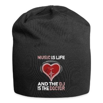 DJ - Musik ist Leben - Jersey-Beanie - Schwarz - Vorne