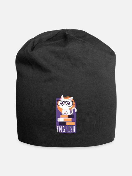Englisch Übersetzer Katze Tshirt Geschenk - Jersey-Beanie - Schwarz