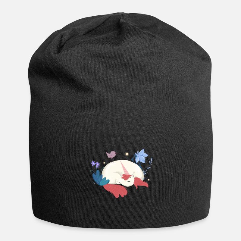 Licorne dort dans la forêt - Bonnet en jersey - noir