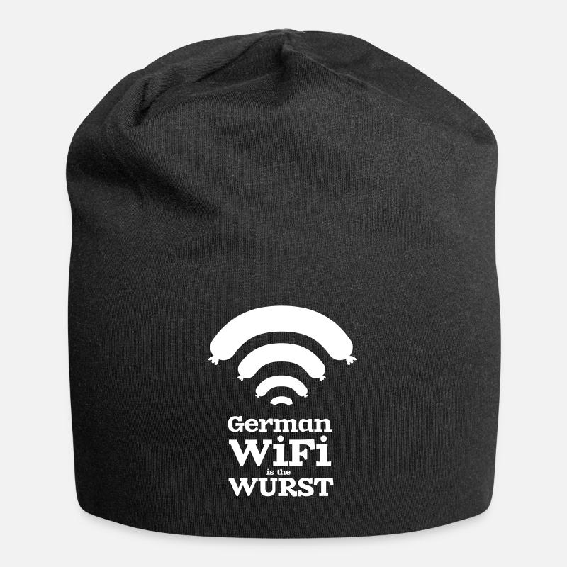 wurst wlan wifi internet informatik grillen lustig - Jersey-Beanie - Schwarz