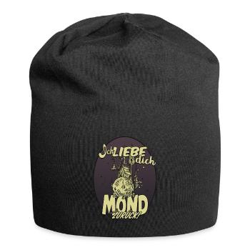 Ich liebe Dich bis zum Mond und zurück - Jersey-Beanie - Schwarz - Vorne
