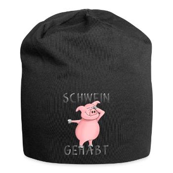 Pig - luck - good luck charm - Jersey Beanie - black - Front