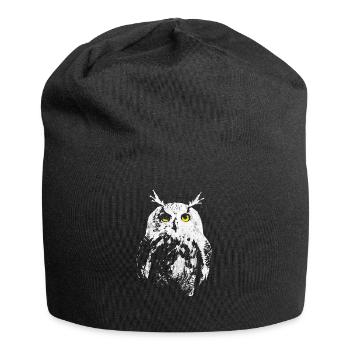 Eule - Jersey-Beanie - Schwarz - Vorne