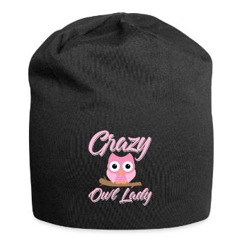 verrückte Eulen Lady - Jersey-Beanie - Schwarz - Vorne