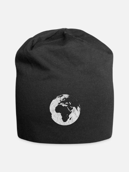 Globe Gray Grunge / Gift - Jersey Beanie - black