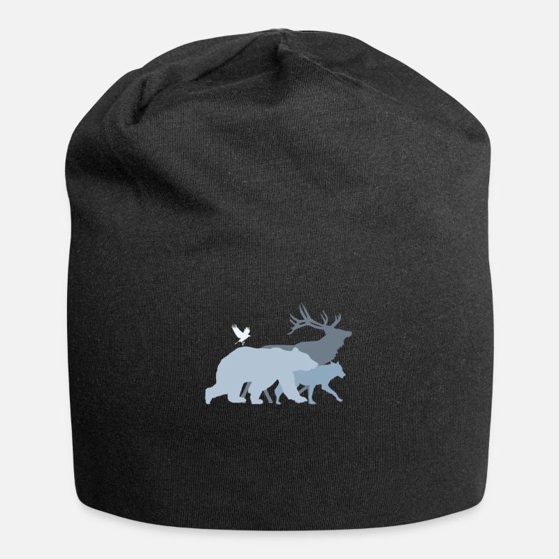 Waldtiere Grau - Jersey-Beanie - Schwarz