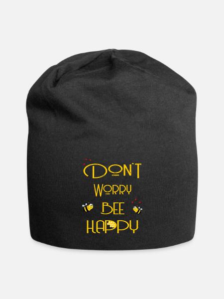 Don't worry bee happy gelb - Jersey-Beanie - Schwarz
