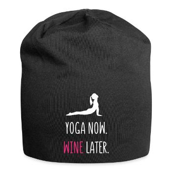 Yoga Now Wine Later - Jersey-Beanie - Schwarz - Vorne