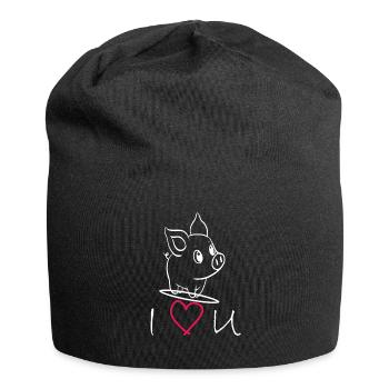 I love you Schweinchen - Jersey-Beanie - Schwarz - Vorne