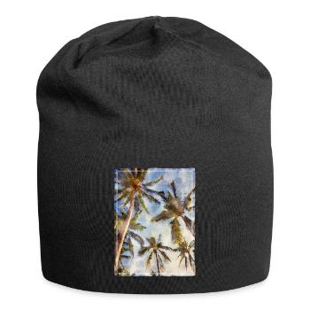 Palm trees in watercolor look - Jersey Beanie - black - Front