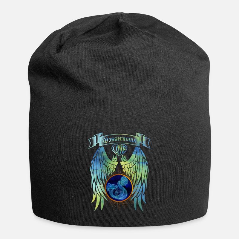 Sternzeichen Wassermann - Jersey-Beanie - Schwarz