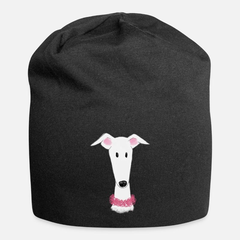 Windhund mit Halsband - Jersey-Beanie - Schwarz