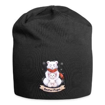 Bester Papa - Eisbär und Kind - Jersey-Beanie - Schwarz - Vorne