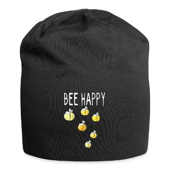 Bee Happy - Biene - Bienen - Hummel - Geschenk - Jersey-Beanie - Schwarz - Vorne