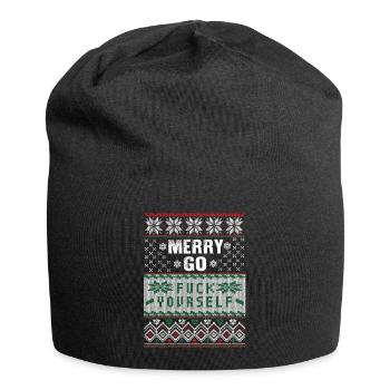 merry go fuck yourself xmas sweater - Jersey Beanie - black - Front