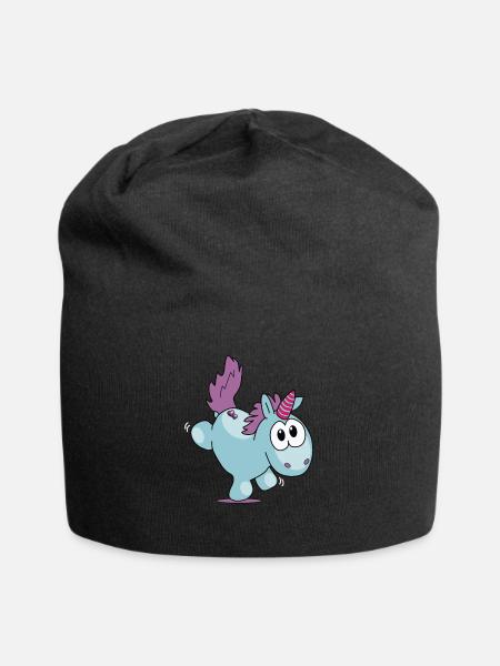 Einhorn im Handstand - Jersey-Beanie - Schwarz