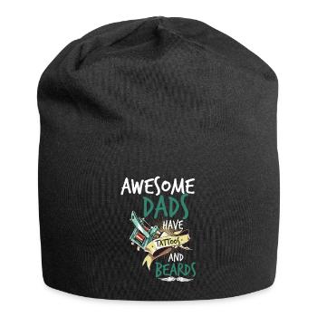 AWESOME DADS HAVE TATTOOS AND BEARDS - Jersey Beanie - black - Front