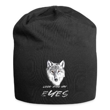 Tête de loup aux yeux rouges - Bonnet en jersey - noir - Devant