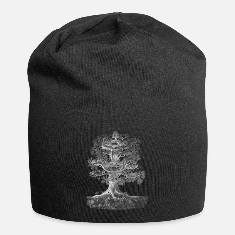 Yggdrasil the World Tree (for dark backgrounds) - Jersey Beanie - black