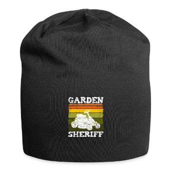 Cadeau de tonte de pelouse de tondeuse à gazon de shérif de jardin - Bonnet en jersey - noir - Devant