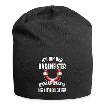 Bademeister immer Recht Rettungsring Geschenk - Jersey-Beanie - Schwarz - Vorne