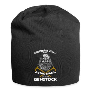 Alter Mann mit Gehstock witziger Spruch Geschenk - Jersey-Beanie - Schwarz - Vorne
