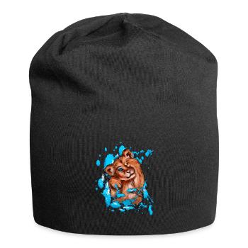 Löwenbaby Illustration | Yolo-Artwork - Jersey-Beanie - Schwarz - Vorne