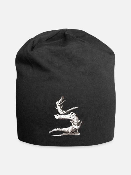 Illustration de la famille des crocodiles - Bonnet en jersey - noir
