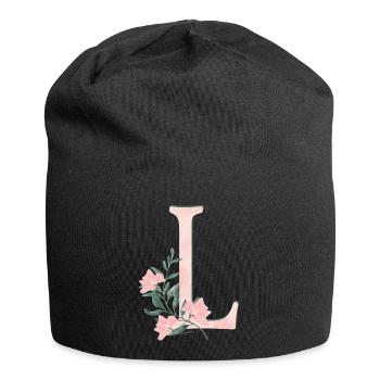 LETTER L WITH FLOWERS - Jersey Beanie - black - Front