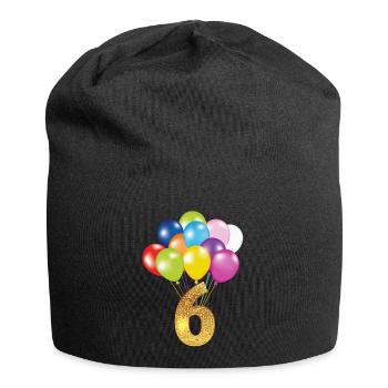 6 children birthday happy birthday - Jersey Beanie - black - Front