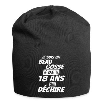 cadeau anniversaire 18 ans / beau gosse de 18 ans - Bonnet en jersey - noir - Devant