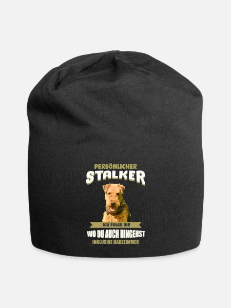 Airedale Terrier Hund - Airedale Terrier - Jersey-Beanie - Schwarz