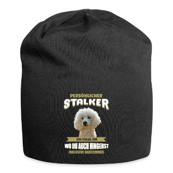 Pudel Hund - Pudel - Jersey-Beanie - Schwarz - Vorne