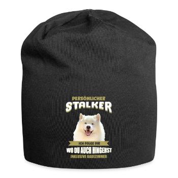 Samojede Hund - Samojeden - Jersey-Beanie - Schwarz - Vorne