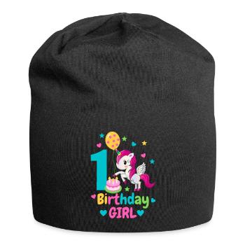 1st birthday. first birthday - Jersey Beanie - black - Front