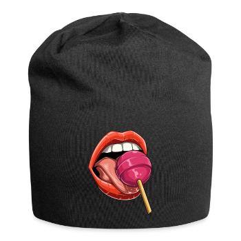Baiser bouche sucette sucette bonbons - Bonnet en jersey - noir - Devant