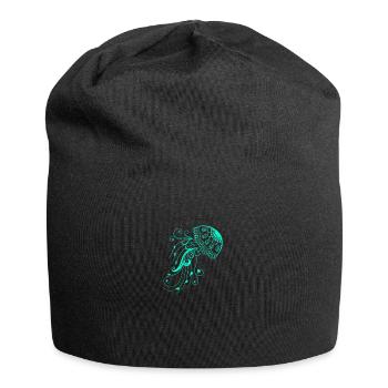 Qualle im Meer - Meeresbewohner unter Wasser - Jersey-Beanie - Schwarz - Vorne