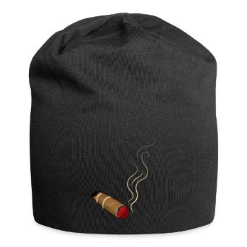cigar smokes smoking - Jersey Beanie - black - Front