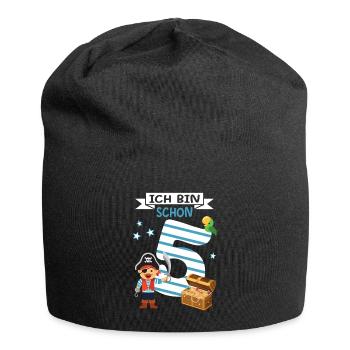 5 Jahre alt Geburtstag fünf Junge Pirat Geschenk - Jersey-Beanie - Schwarz - Vorne