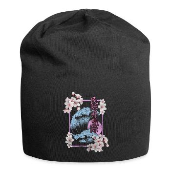 Cherry Blossom Asia Blossom Colorful - Jersey Beanie - black - Front