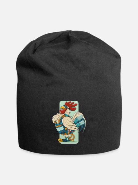 Steampunk-Hahn (Schwarzer Umfang) - Jersey-Beanie - Schwarz