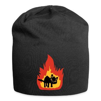 Brennende heiße Katze - Jersey-Beanie - Schwarz - Vorne